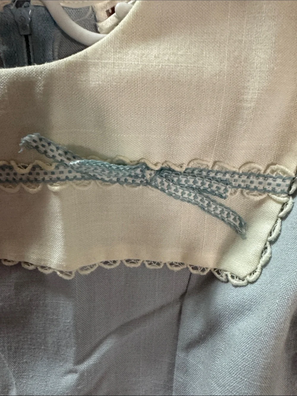 Classic Light Blue and Cream Girls' Dress with Peter Pan Collar